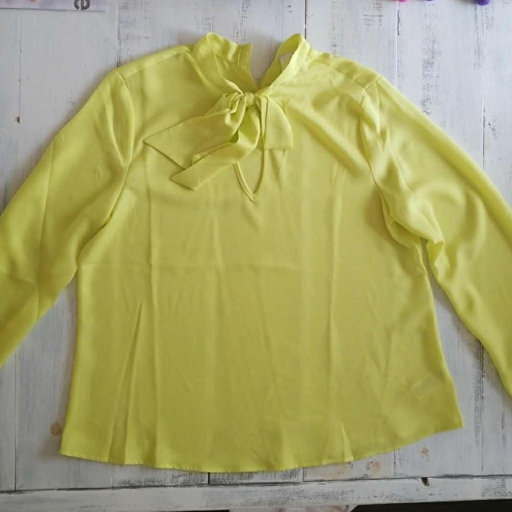 Chartreuse yellow blouse with bow